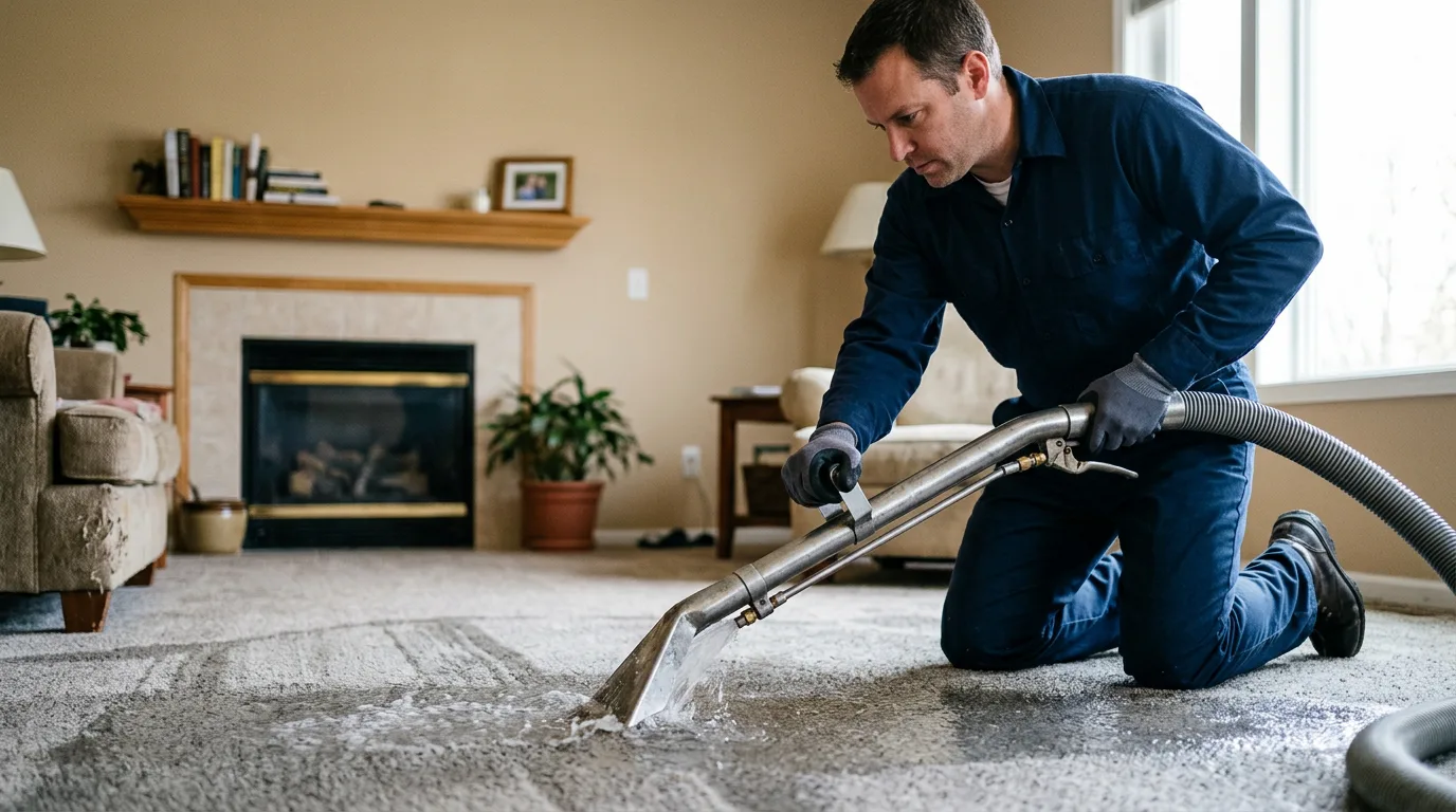 Water damage restoration technician working near Grand Tower, IL